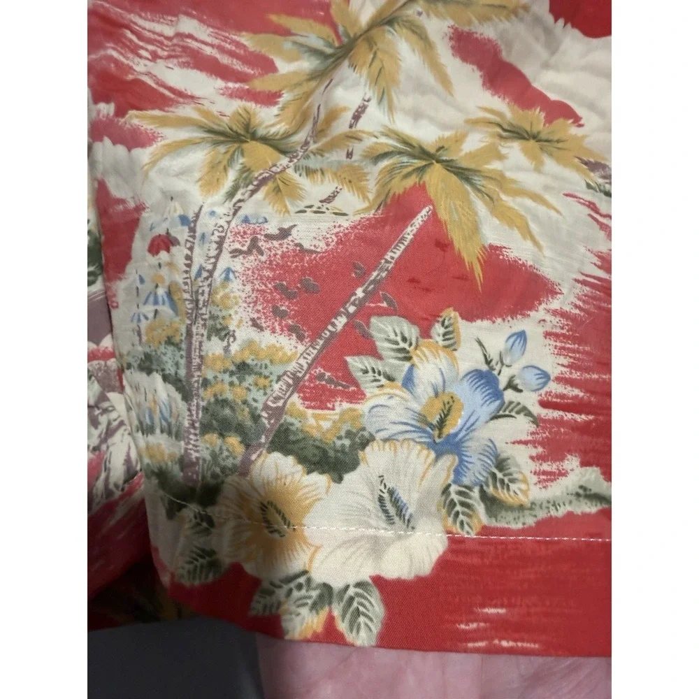 Land's End red hawaiian print lined swim trunks shorts, men's xl